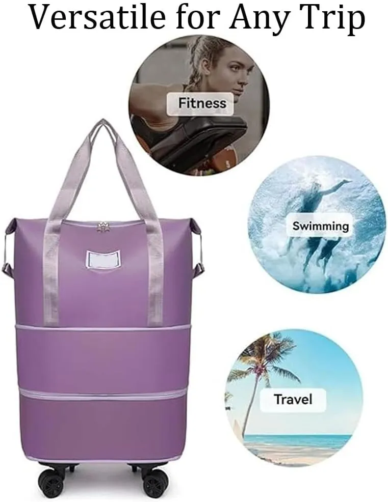 Beente Travel Bag with Wheels, 2025 New Large Capacity Travel Bag - Universal Wheel Removable, Foldie Travel Bags Expandable (Dark Blue)