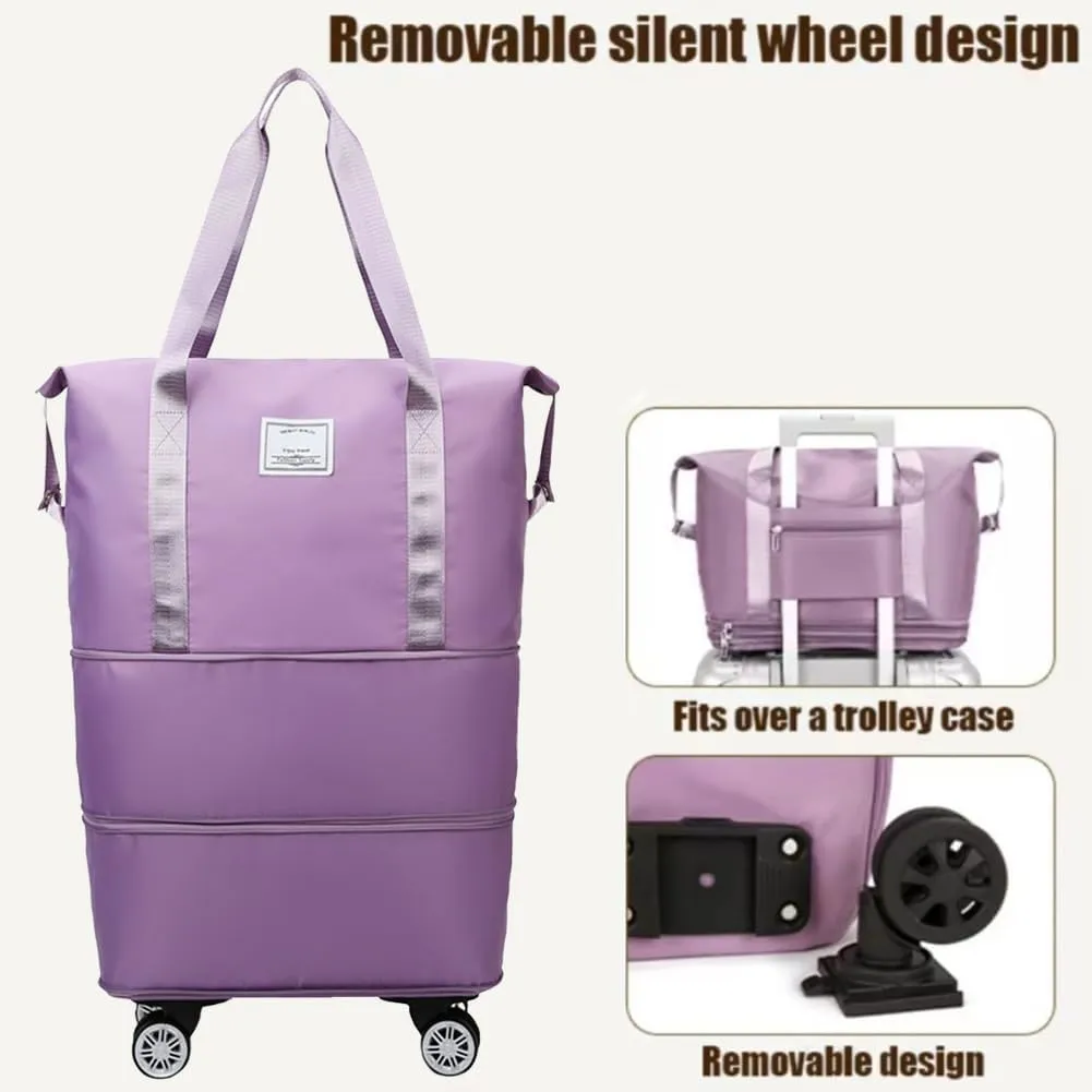 Beente Travel Bag With Wheels, 2025 New Large Capacity Travel Bag - Universal Wheel Removable, Three-Layer Expandable Foldable Duffle Bags (Black)