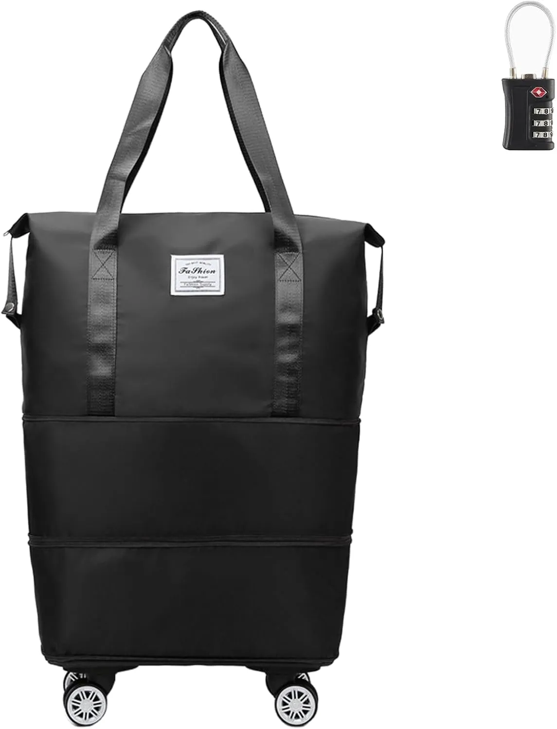 Beente Travel Bag With Wheels, 2025 New Large Capacity Travel Bag - Universal Wheel Removable, Three-Layer Expandable Foldable Duffle Bags (Black)