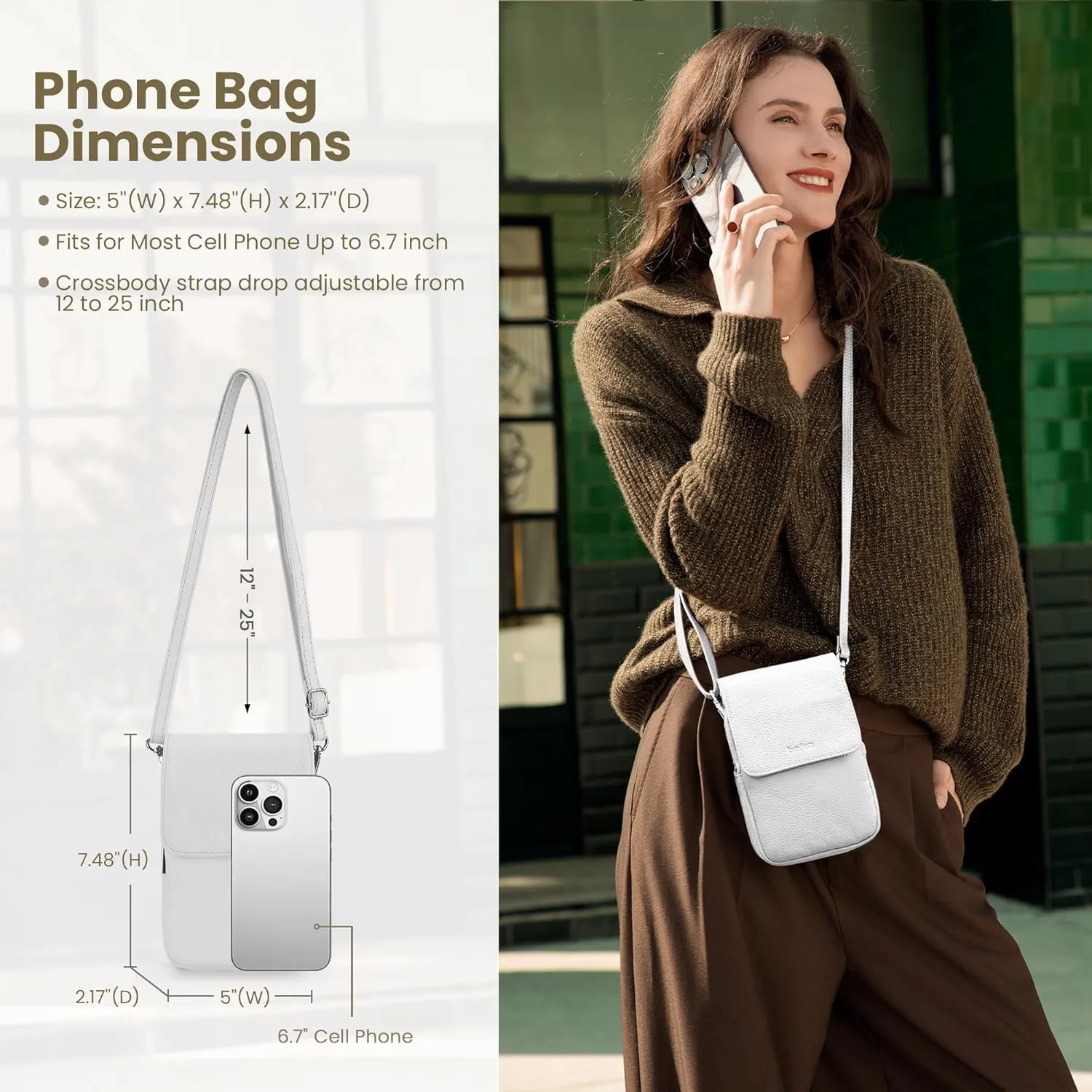 befen Genuine Leather Small Crossbody Bags for Women, Cell Phone Cross body Purse Bag with RFID Blocking Card Slots