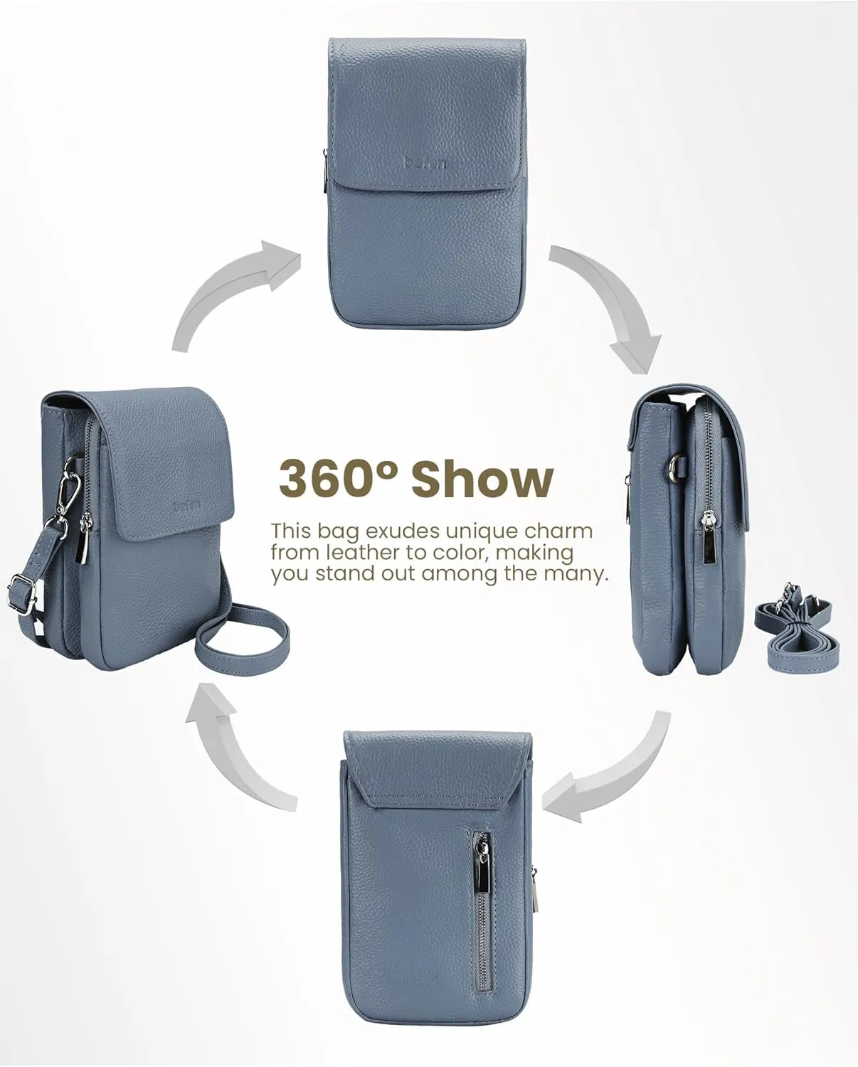 befen Genuine Leather Small Crossbody Bags for Women, Cell Phone Cross body Purse Bag with RFID Blocking Card Slots