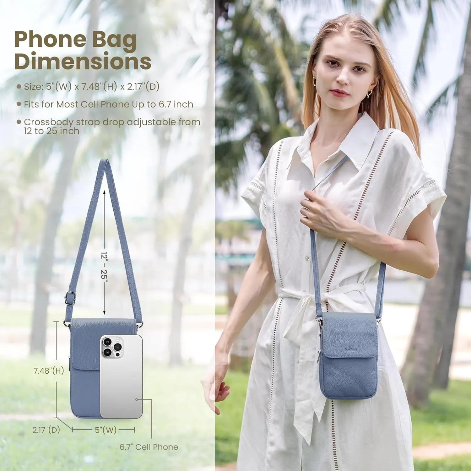 befen Genuine Leather Small Crossbody Bags for Women, Cell Phone Cross body Purse Bag with RFID Blocking Card Slots