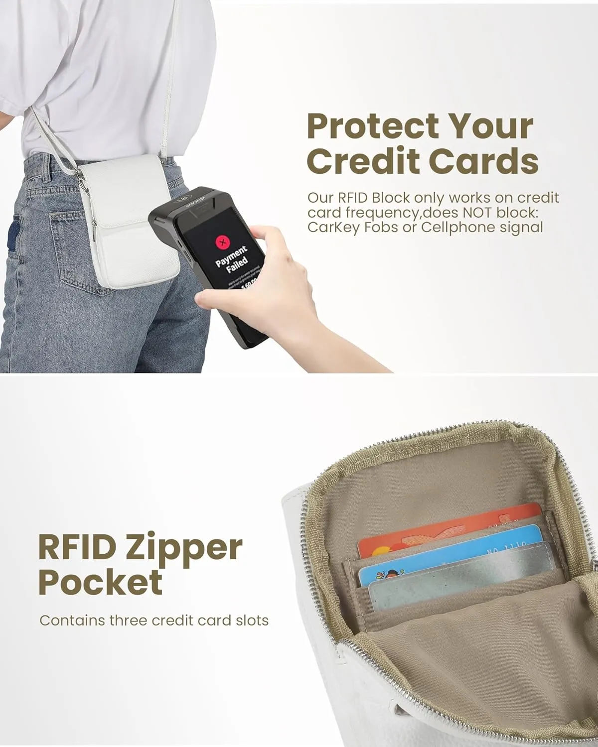befen Genuine Leather Small Crossbody Bags for Women, Cell Phone Cross body Purse Bag with RFID Blocking Card Slots