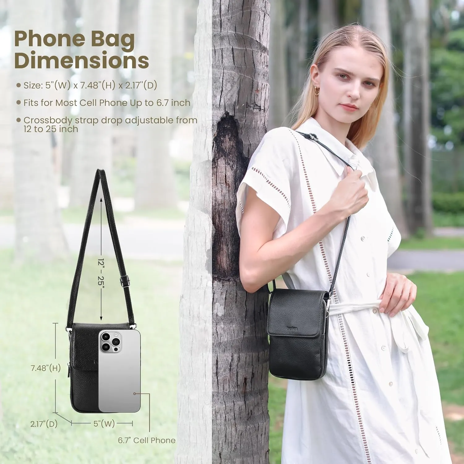 befen Genuine Leather Small Crossbody Bags for Women, Cell Phone Cross body Purse Bag with RFID Blocking Card Slots