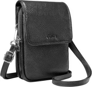 befen Genuine Leather Small Crossbody Bags for Women, Cell Phone Cross body Purse Bag with RFID Blocking Card Slots