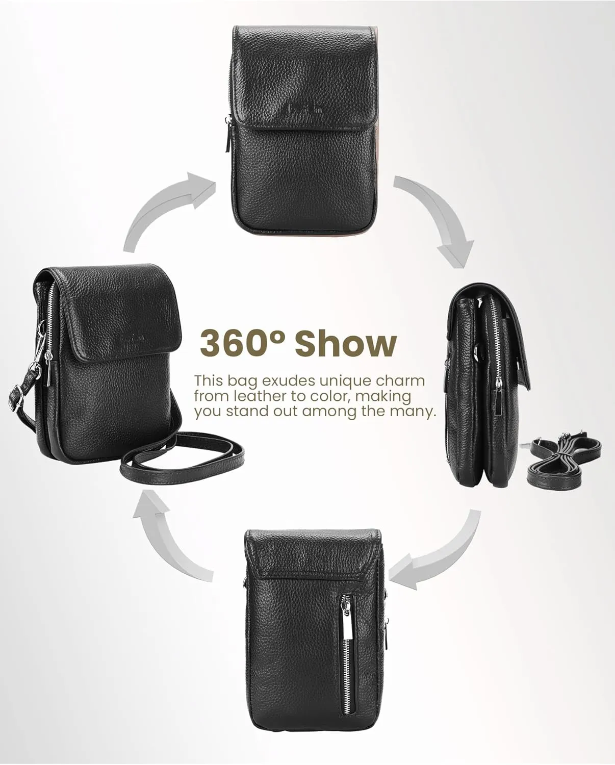 befen Genuine Leather Small Crossbody Bags for Women, Cell Phone Cross body Purse Bag with RFID Blocking Card Slots