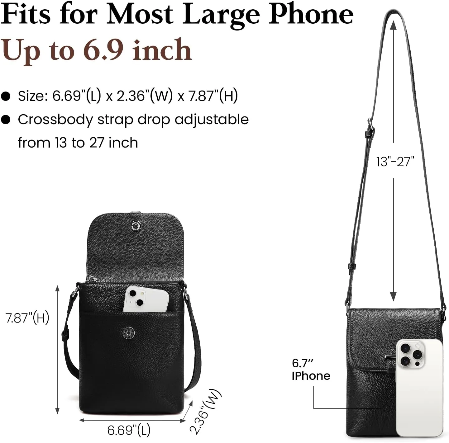 befen Genuine Leather Small Crossbody Bags for Women, Womens Cell Phone Purses Cross body Bag Purse with RFID Card Slots