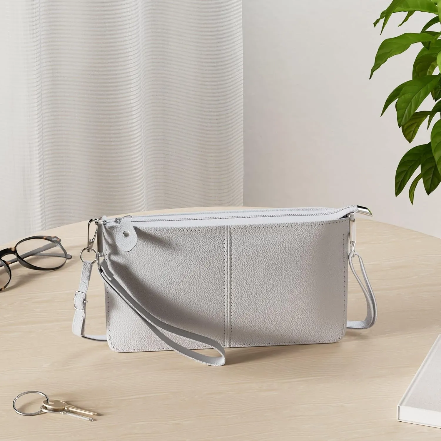 befen Genuine Leather Wristlet Clutch Wallet Purses Small Crossbody Bags for Women with RFID Blocking Card Slots