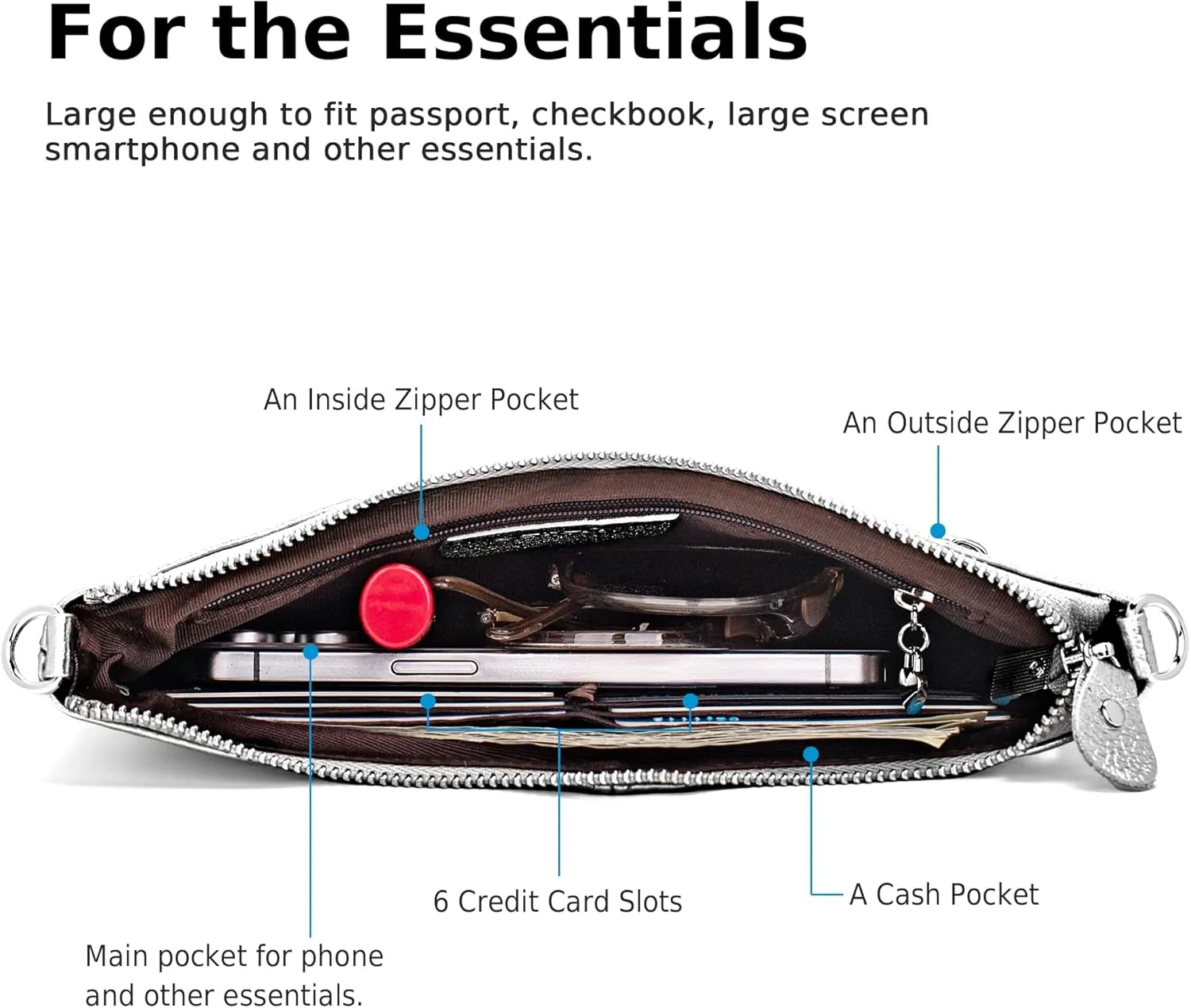 befen Genuine Leather Wristlet Clutch Wallet Purses Small Crossbody Bags for Women with RFID Blocking Card Slots