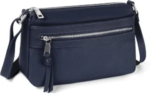 befen Small Genuine Leather Crossbody Purse Bags for Women, Multi Pockets Shoulder Handbag with RFID Blocking Card Slots