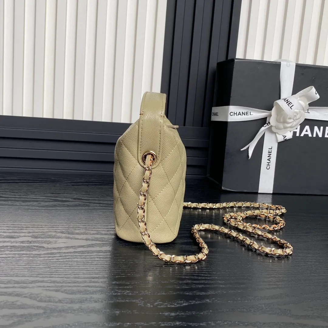Beige Handle Grained 21.5cm Top Extensive catalogue CHANEL Calfskin 25C Multi-purpose Hobo Bag