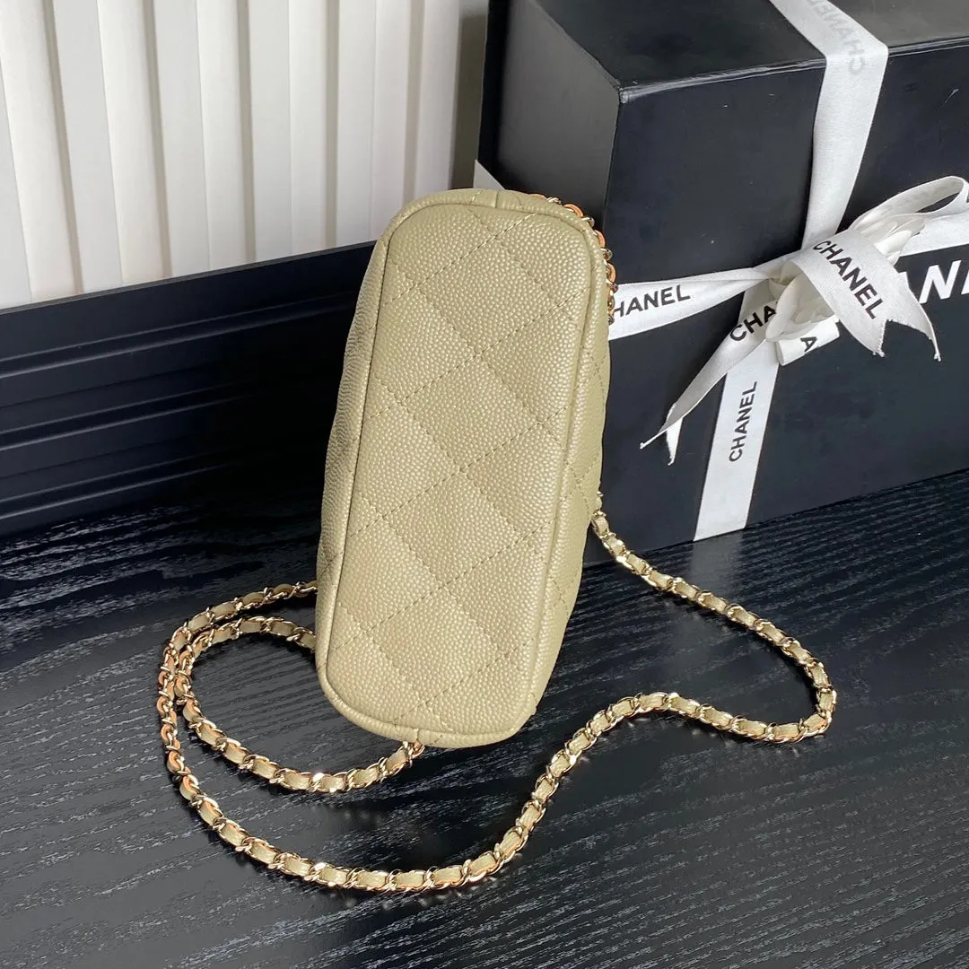 Beige Handle Grained 21.5cm Top Extensive catalogue CHANEL Calfskin 25C Multi-purpose Hobo Bag