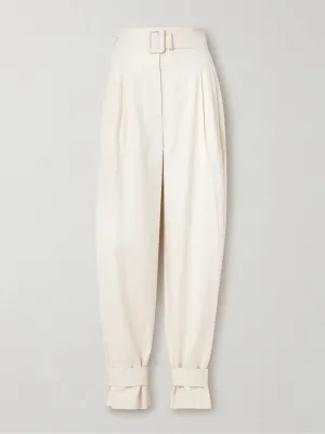 Belted Lyocell and organic cotton-blend tapered pants