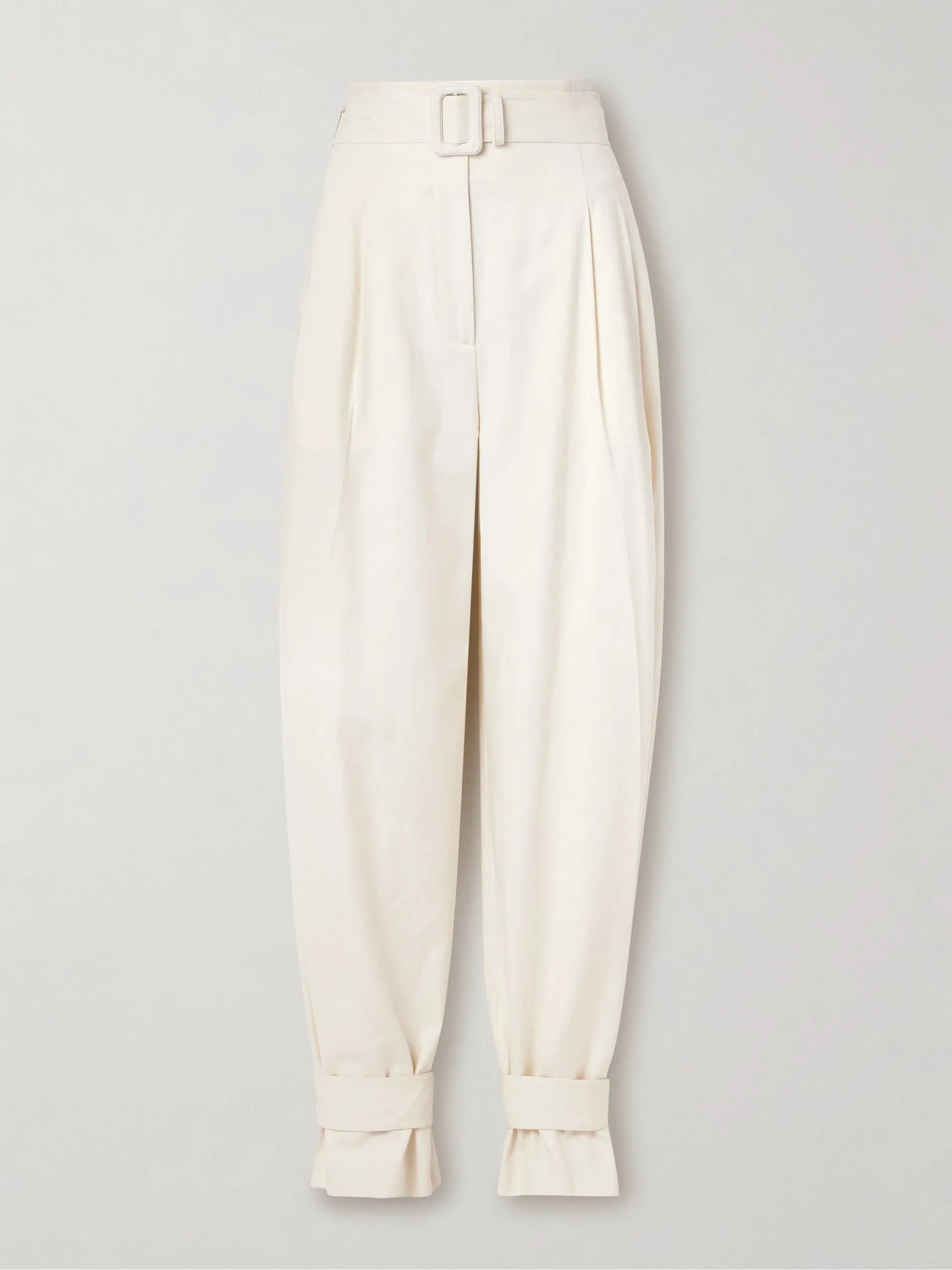 Belted Lyocell and organic cotton-blend tapered pants