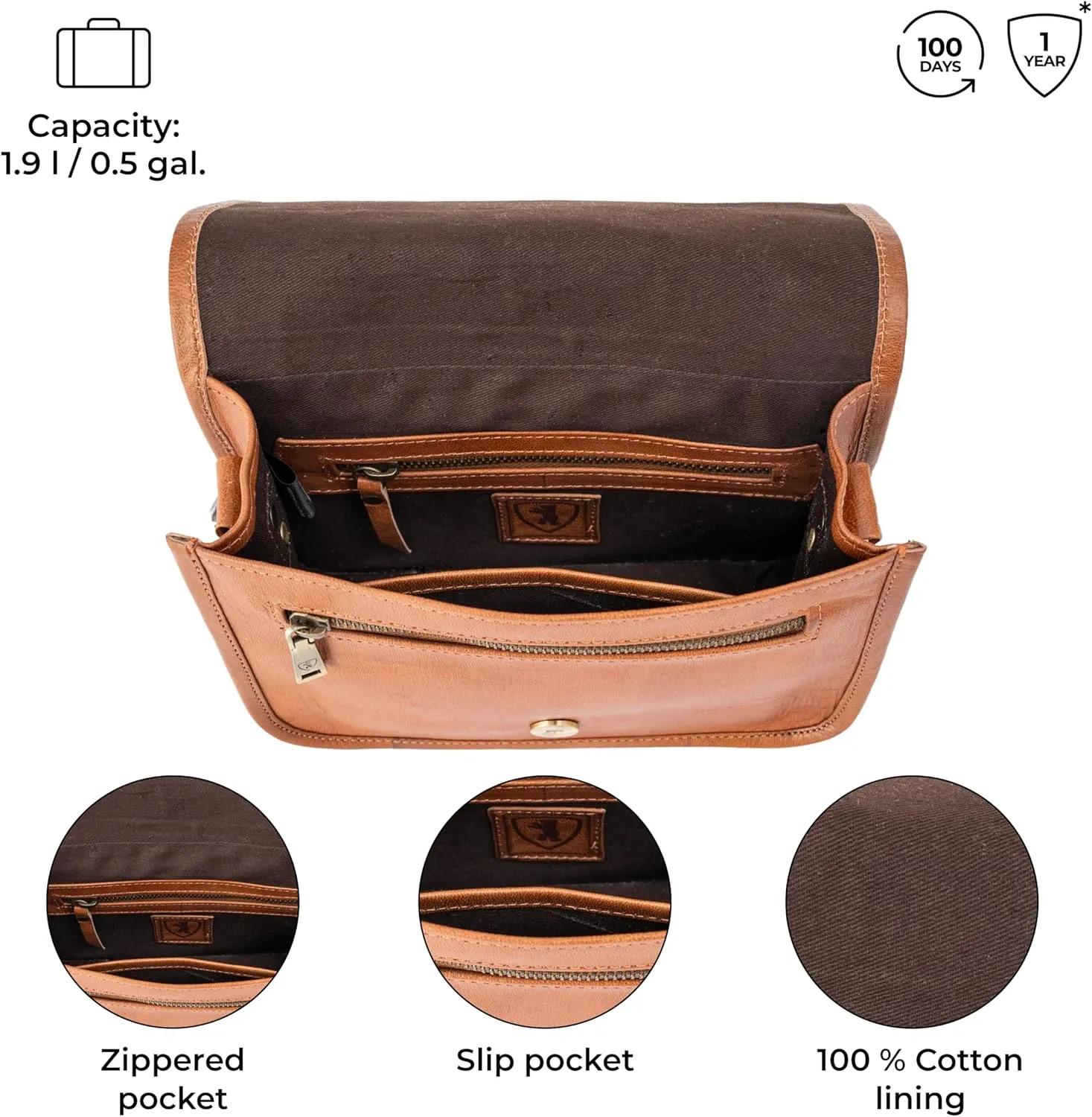 BERLINER BAGS Vintage Genuine Leather Shoulder Bag Lisbon, Crossbody Bag, Small Messenger Bag for Women