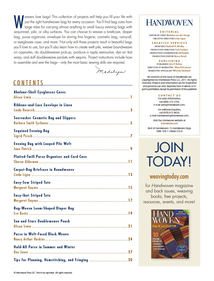 Best of Handwoven, A Baker's Dozen: 13 Bags to Weave eBook (Printed version)