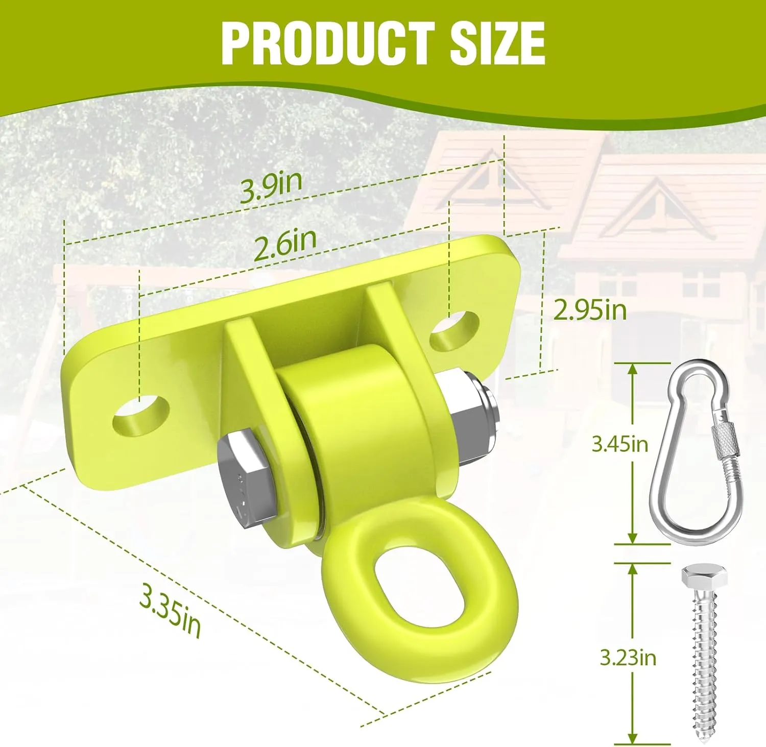 BETOOLL Swing Hangers with Bearing, Heavy Duty Porch Swing Hanging Kit for Outdoor Playground Tree Ceiling Mount Hardware Brackets with Snap Hooks for Yoga Hammock Sandbag Accessories 2PCS Yellow