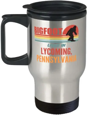 Bigfoot, Bigfoot Lives In Lycoming Pennsylvania Coffee Travel Mug