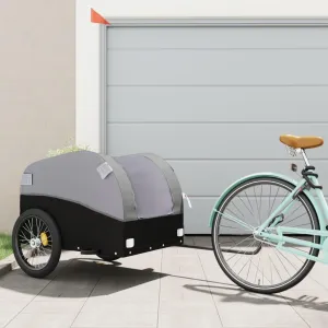 Bike Trailer for Loading, Comfortable Transport, Heavy-Duty Iron Construction, Black and Gray