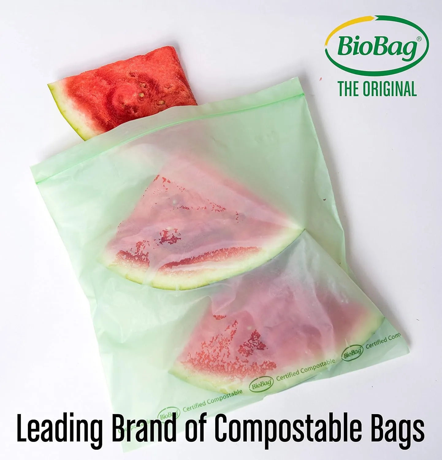 BioBag 100% Certified Compostable Resealable Food Storage Bags, 180 Count, Gallon, Perfect for Refrigerator or Freezer