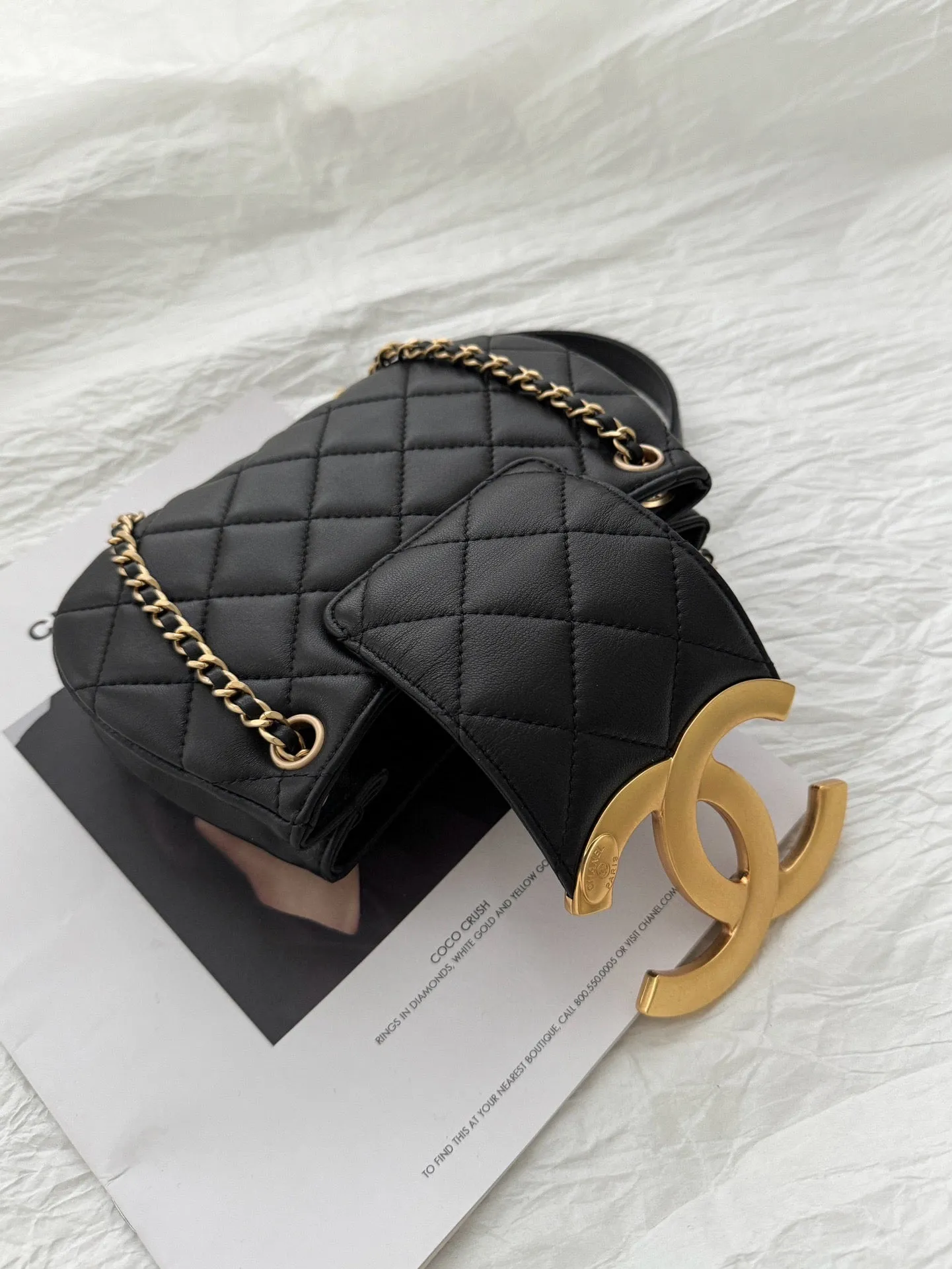 black 20cm bag gold hobo Timely delivery CHANEL hardware All-inclusive 24c lambskin