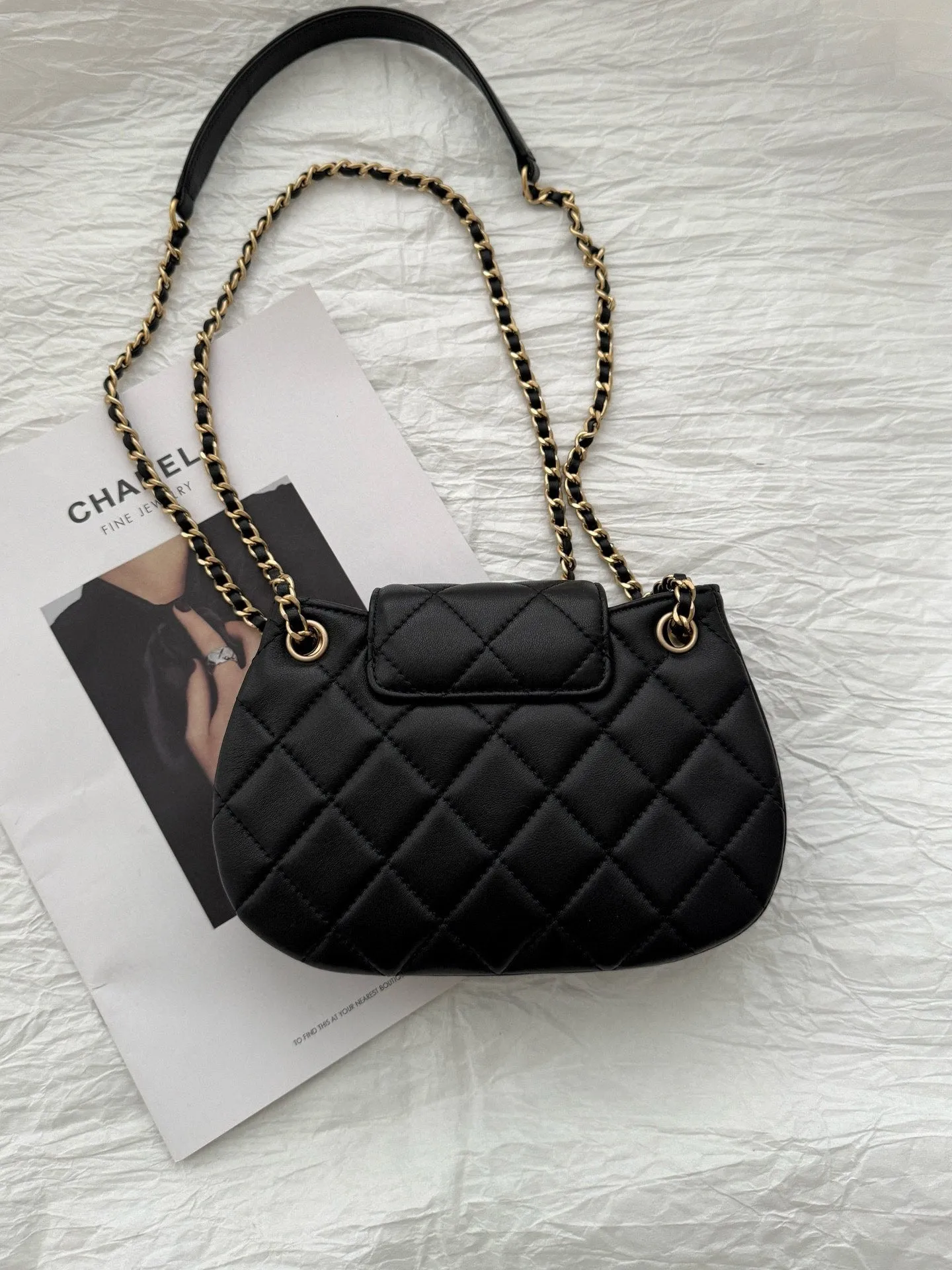 black 20cm bag gold hobo Timely delivery CHANEL hardware All-inclusive 24c lambskin