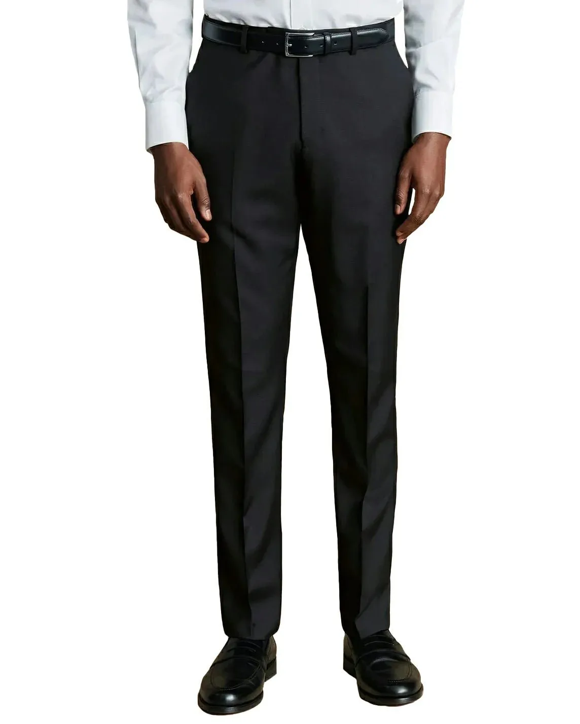 Black Flex Waist Slim Fit Dress Pants for Comfort