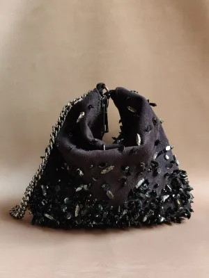 Black Hobo Potli cum Shoulder Bag