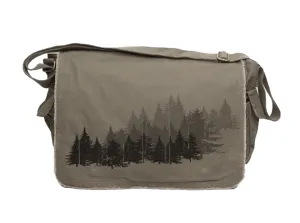 Black Lantern Canvas Messenger Bag - Forest Layers - Aesthetic Crossbody Bags for Women & Men - Cute Vintage Cross Body Purse, Large Shoulder Bag with Zipper - Backpack for Work, Study, Travel