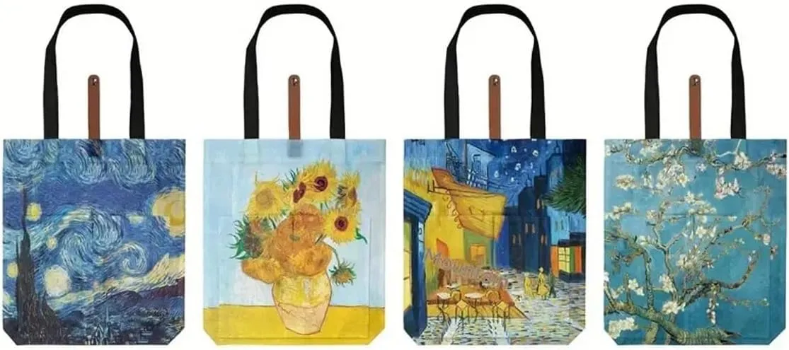 Blazing Autumn Polyester Oil Painting Van Gogh Tote Bags Reusable Shopping Bag for Groceries Shoulder Bags Home Storage Bag