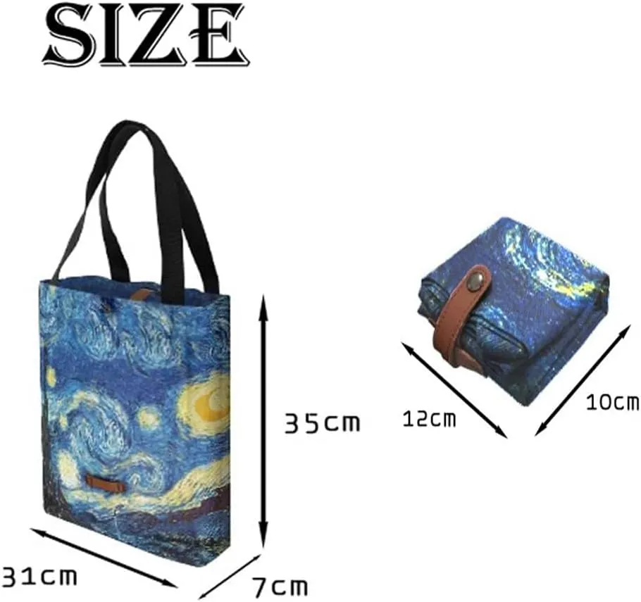 Blazing Autumn Polyester Oil Painting Van Gogh Tote Bags Reusable Shopping Bag for Groceries Shoulder Bags Home Storage Bag