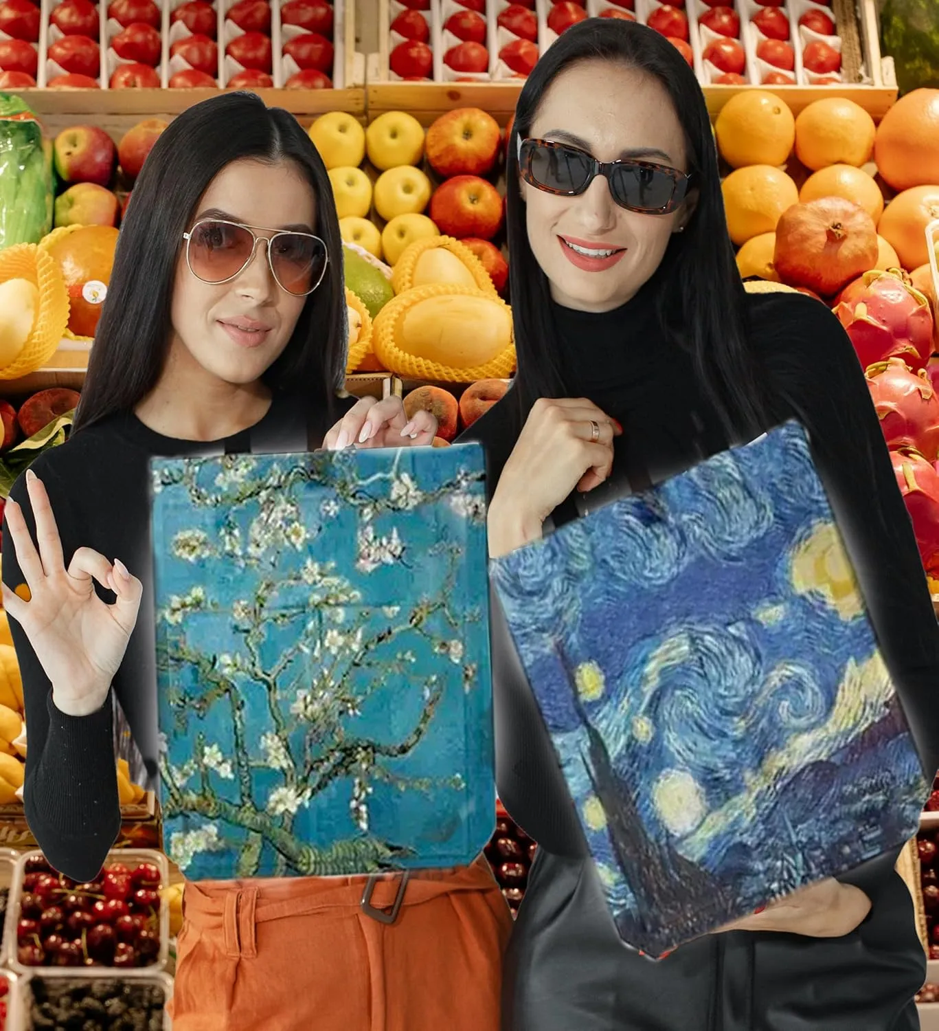 Blazing Autumn Polyester Oil Painting Van Gogh Tote Bags Reusable Shopping Bag for Groceries Shoulder Bags Home Storage Bag