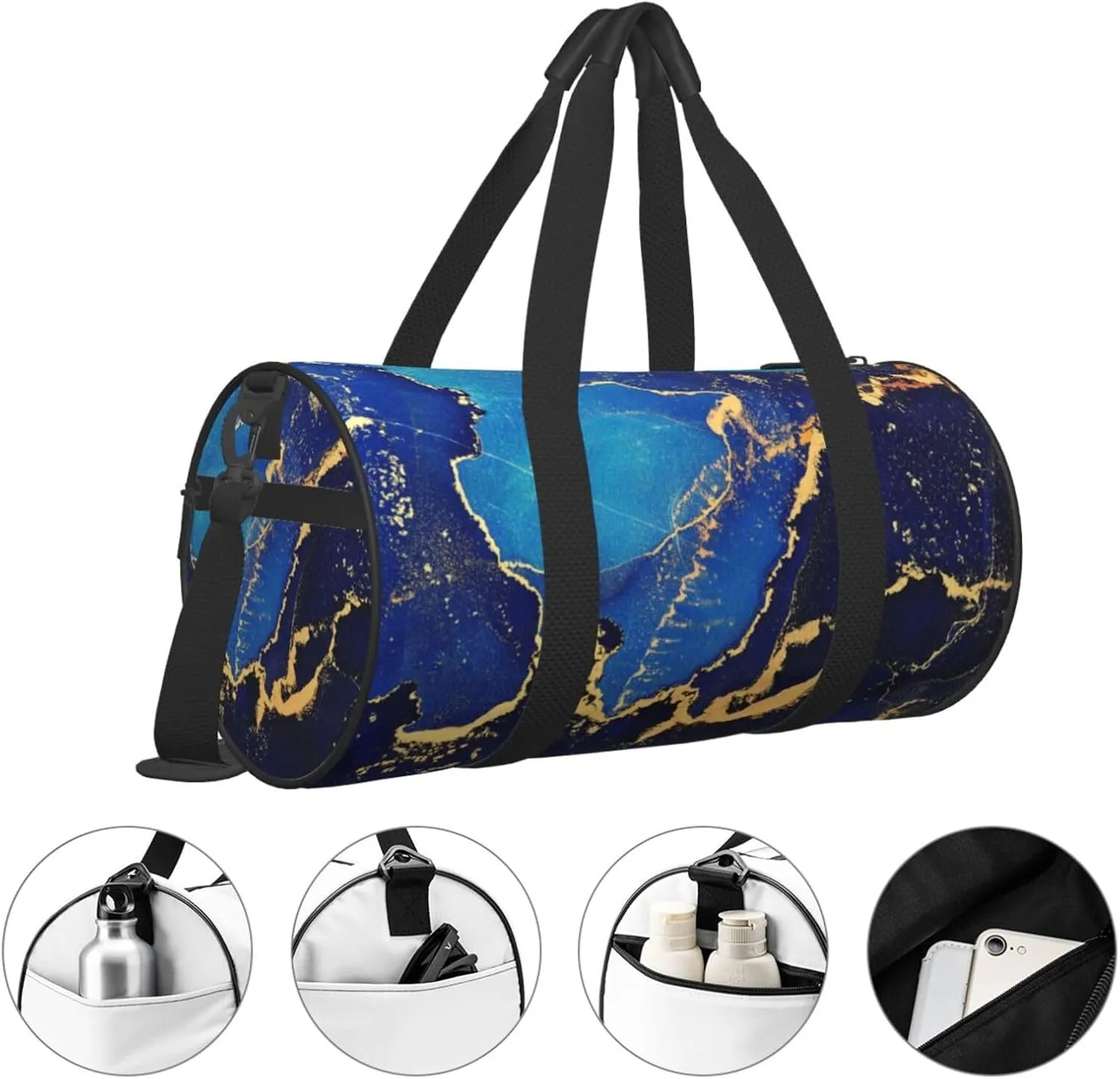 Blue Marble Sports Gym Bag Travel Duffel Bag Shoes Compartment For Men Women Foldable Lightweight Yoga Gym Sports Bag