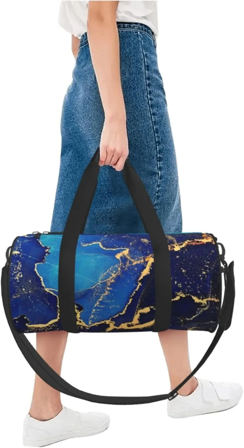 Blue Marble Sports Gym Bag Travel Duffel Bag Shoes Compartment For Men Women Foldable Lightweight Yoga Gym Sports Bag