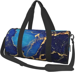 Blue Marble Sports Gym Bag Travel Duffel Bag Shoes Compartment For Men Women Foldable Lightweight Yoga Gym Sports Bag