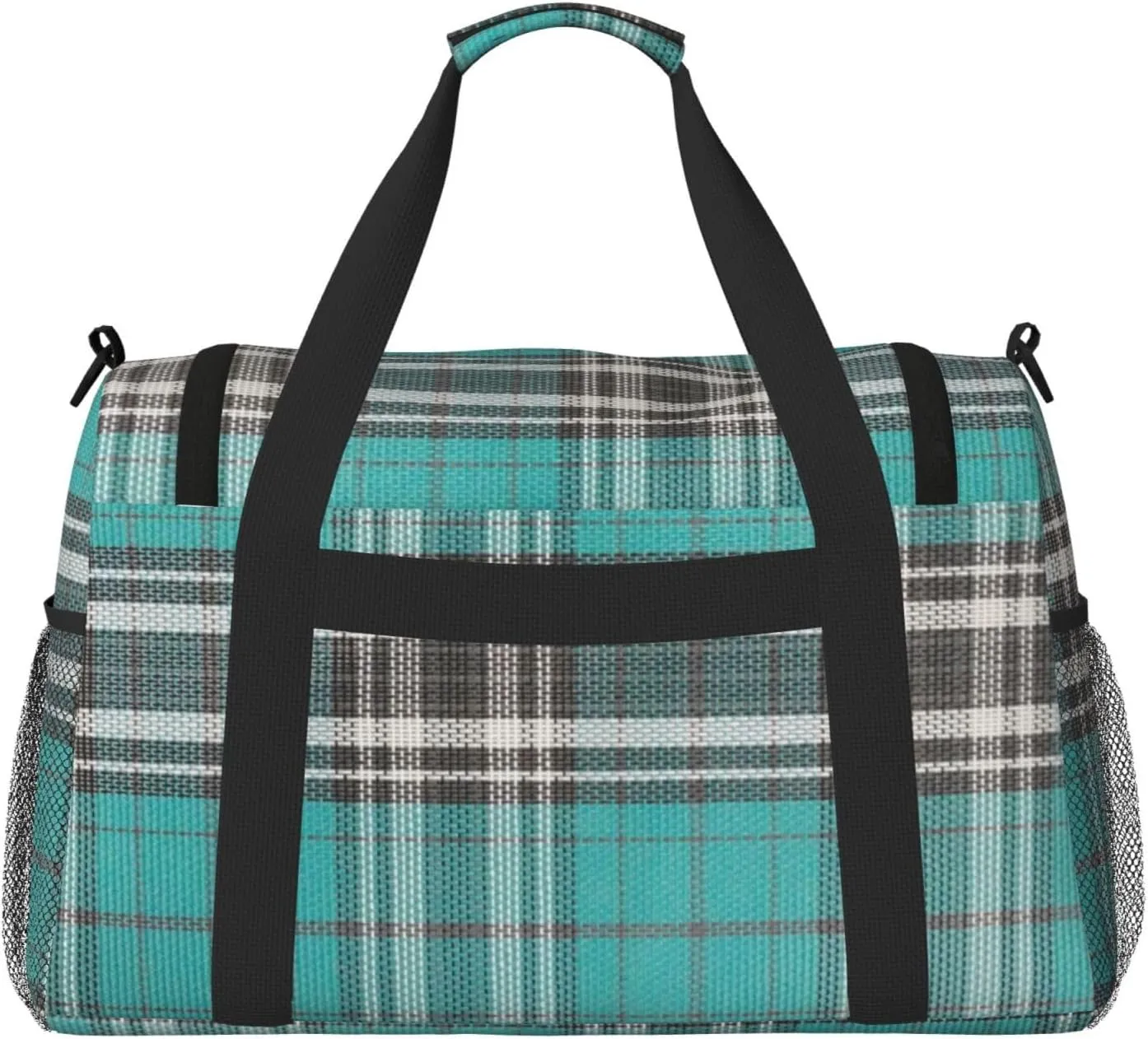 Blue Thin Line Grid Travel Duffel Bag Large Foldable Waterproof Overnight Bag For Beach Swim Bags Pool Sports Gym
