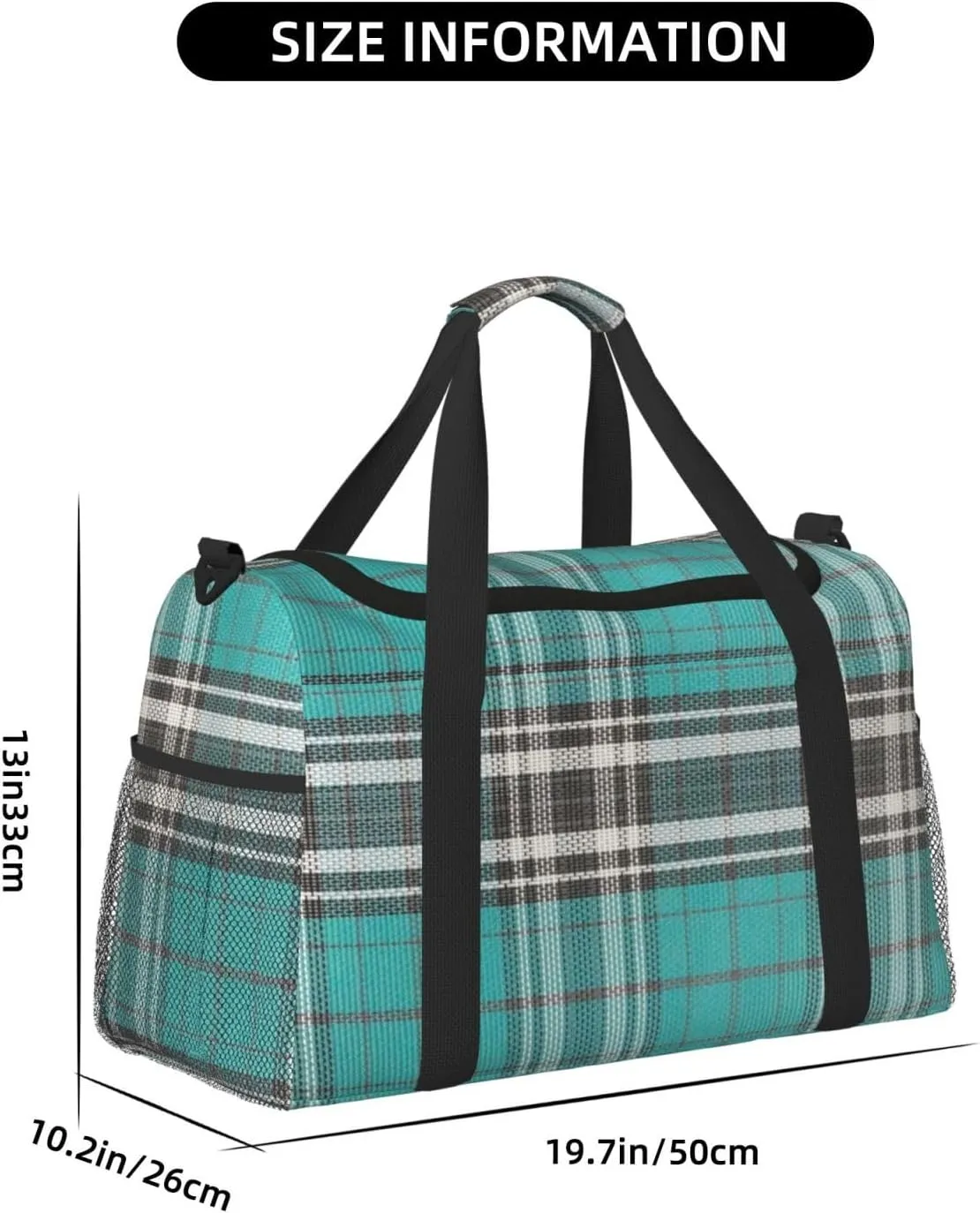 Blue Thin Line Grid Travel Duffel Bag Large Foldable Waterproof Overnight Bag For Beach Swim Bags Pool Sports Gym