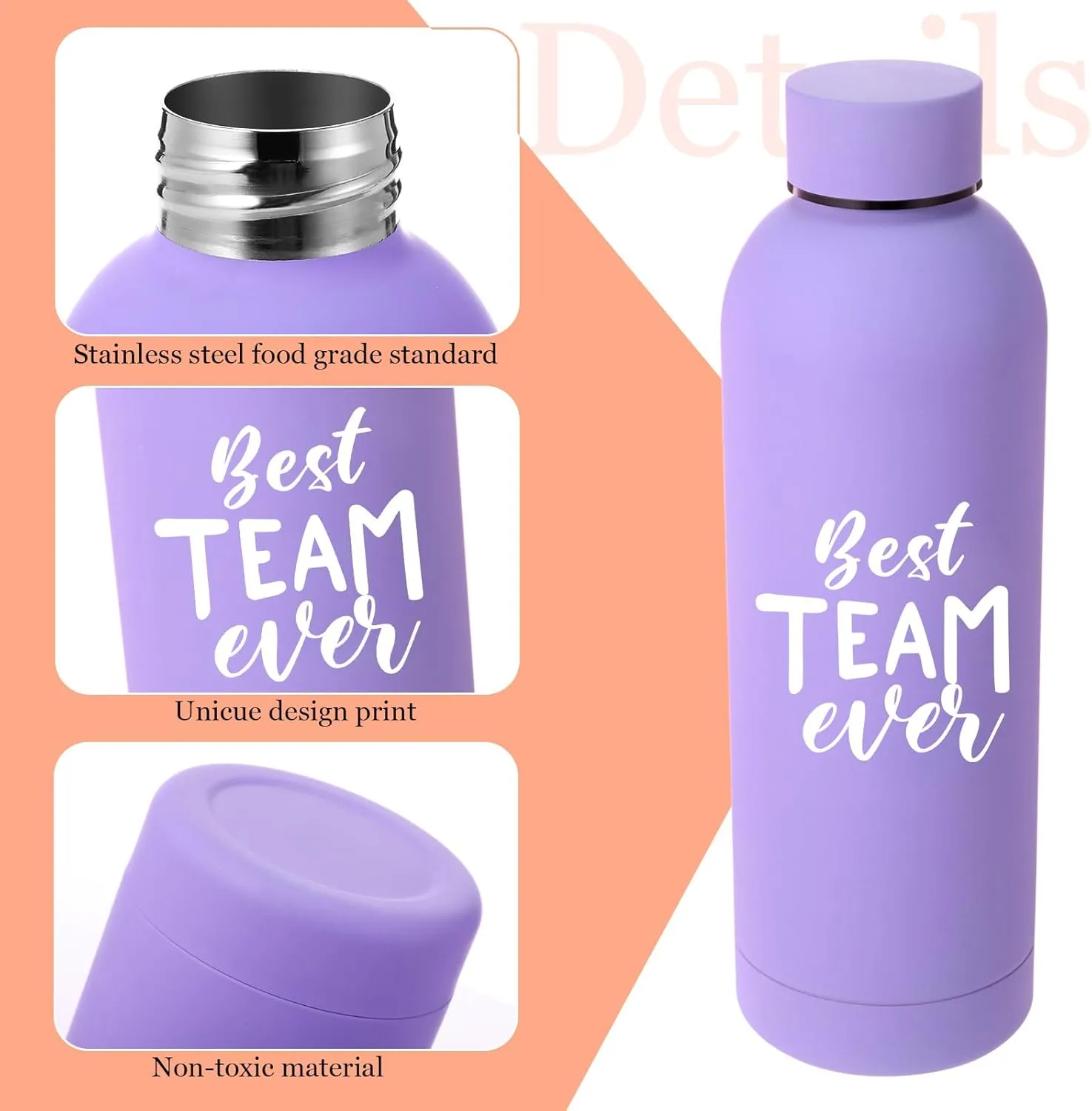 Bokon 10 Pcs Employee Appreciation Gifts Thank You Water Bottle Bulk 17 oz Stainless Steel Frosted Inspirational Bottle with Box for Coworker Teacher Nurse Principal Graduation Gifts