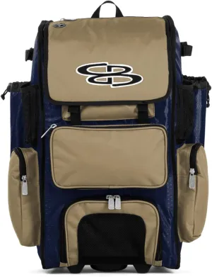 Boombah Rolling Superpack Baseball/Softball Gear Bag - 23-1/2" x 13-1/2" x 9-1/2" - Multiple Colors - Telescopic Handle and Holds 4 Bats - Wheeled Version