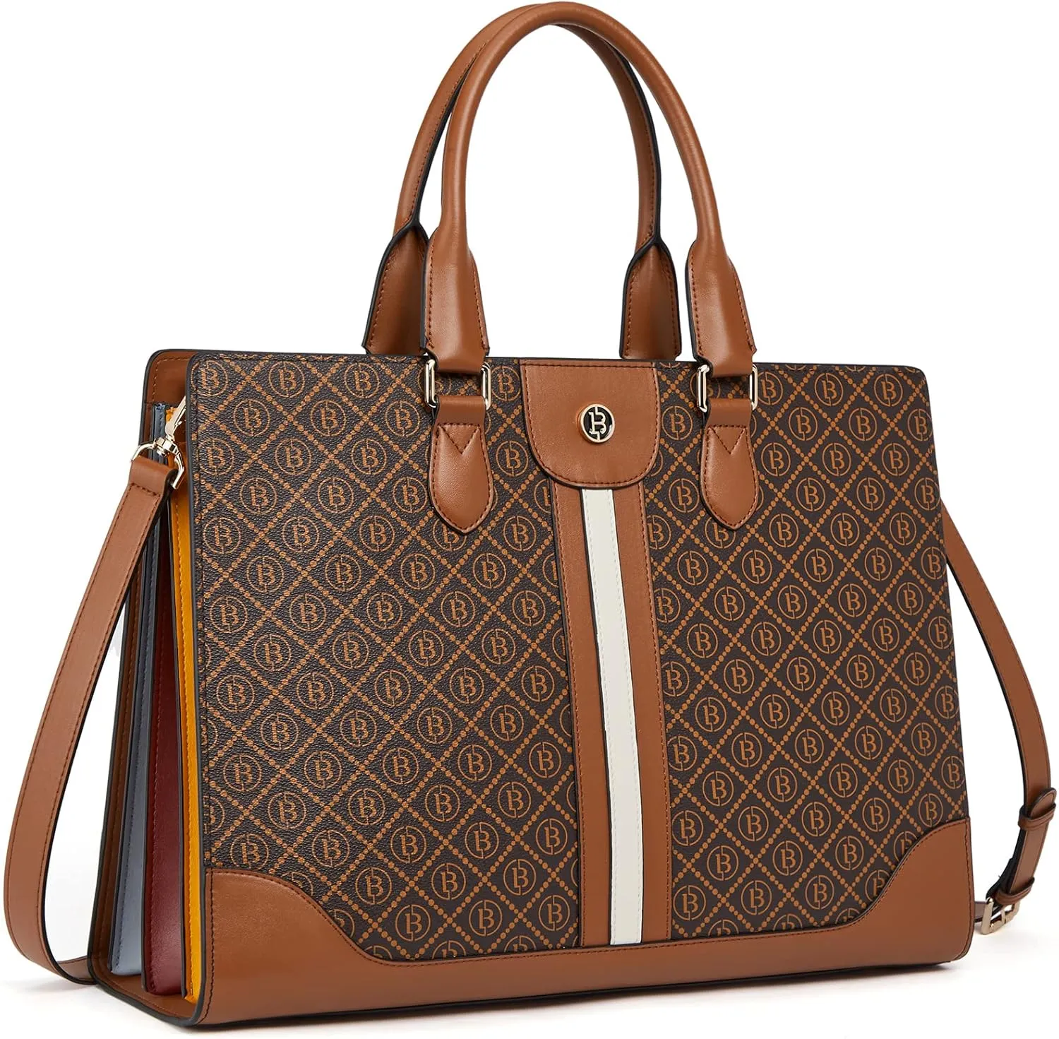 BOSTANTEN Leather Laptop Briefcase for Women Shoulder Bag 15.6