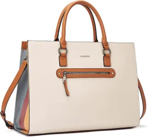 BOSTANTEN Leather Laptop Briefcase for Women Shoulder Bag 15.6