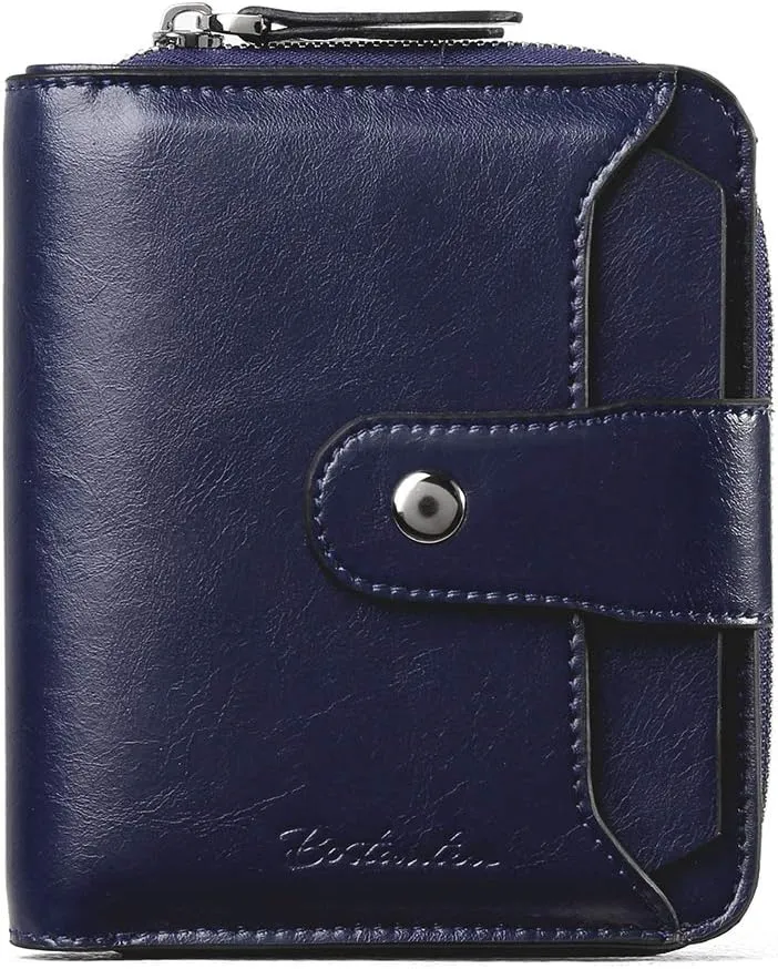 BOSTANTEN Leather Wallets for Women RFID Blocking Zipper Pocket Small Bifold Wallet Card Case