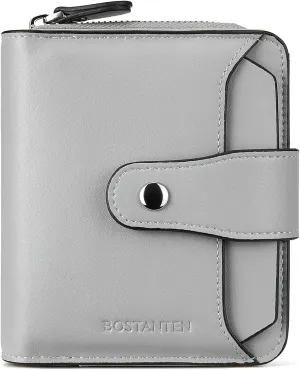 BOSTANTEN Leather Wallets for Women RFID Blocking Zipper Pocket Small Bifold Wallet Card Case