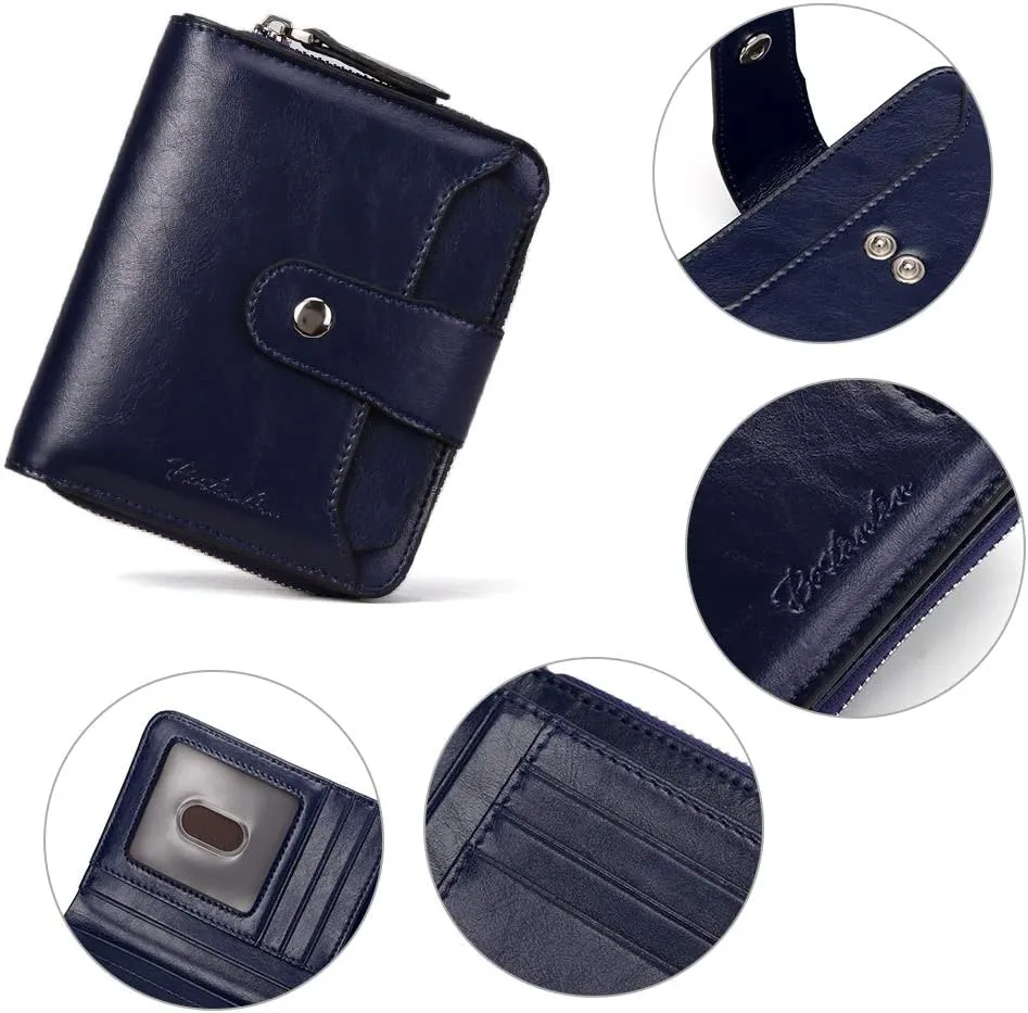 BOSTANTEN Leather Wallets for Women RFID Blocking Zipper Pocket Small Bifold Wallet Card Case