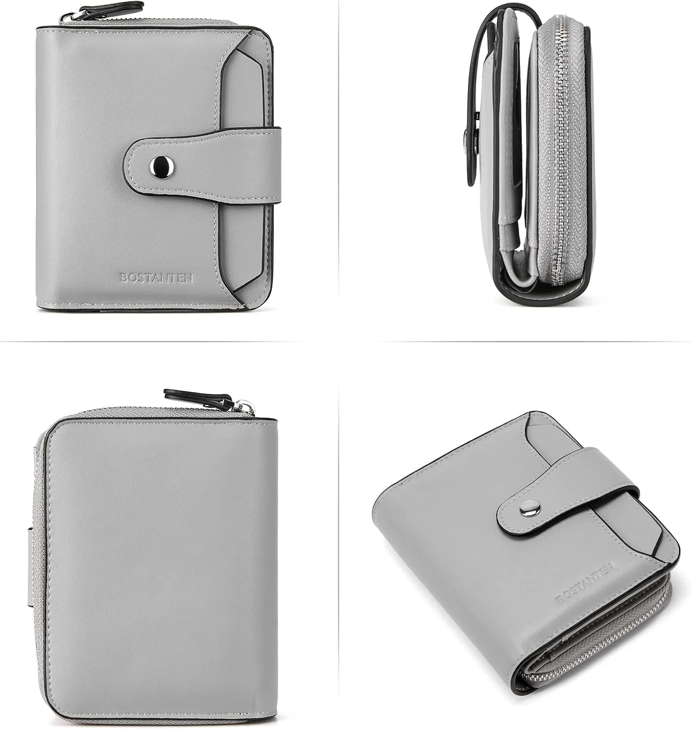 BOSTANTEN Leather Wallets for Women RFID Blocking Zipper Pocket Small Bifold Wallet Card Case