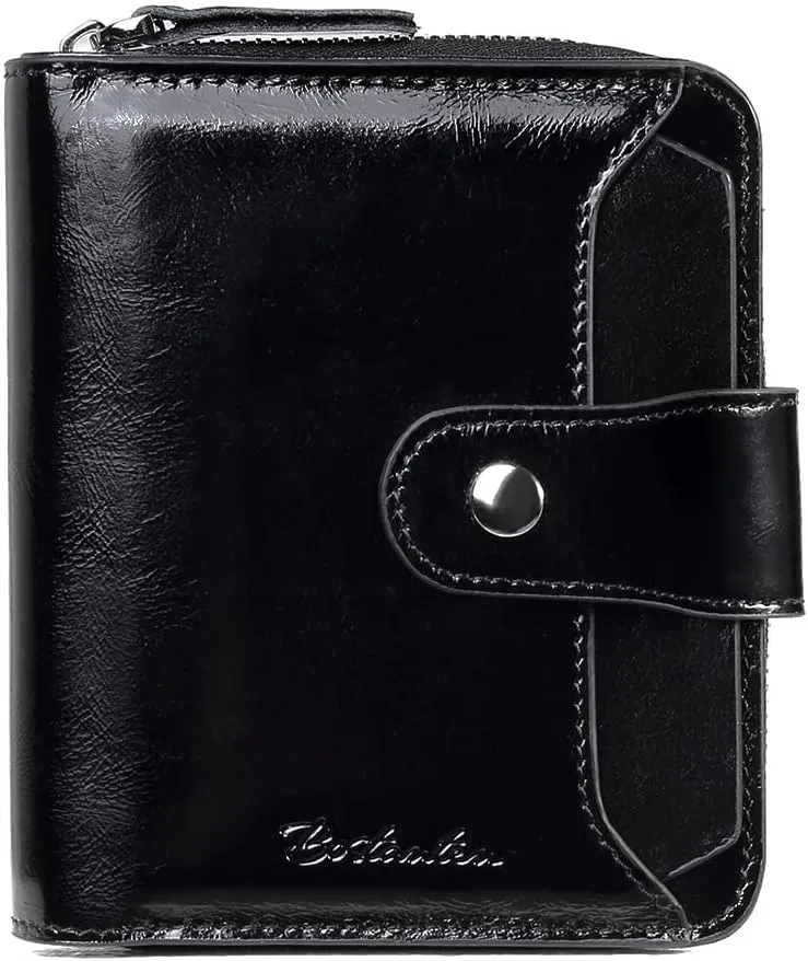 BOSTANTEN Leather Wallets for Women RFID Blocking Zipper Pocket Small Bifold Wallet Card Case
