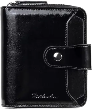 BOSTANTEN Leather Wallets for Women RFID Blocking Zipper Pocket Small Bifold Wallet Card Case