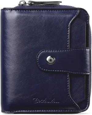 BOSTANTEN Leather Wallets for Women RFID Blocking Zipper Pocket Small Bifold Wallet Card Case