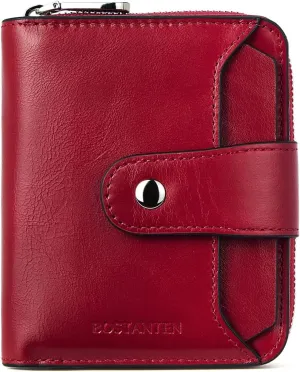 BOSTANTEN Leather Wallets for Women RFID Blocking Zipper Pocket Small Bifold Wallet Card Case