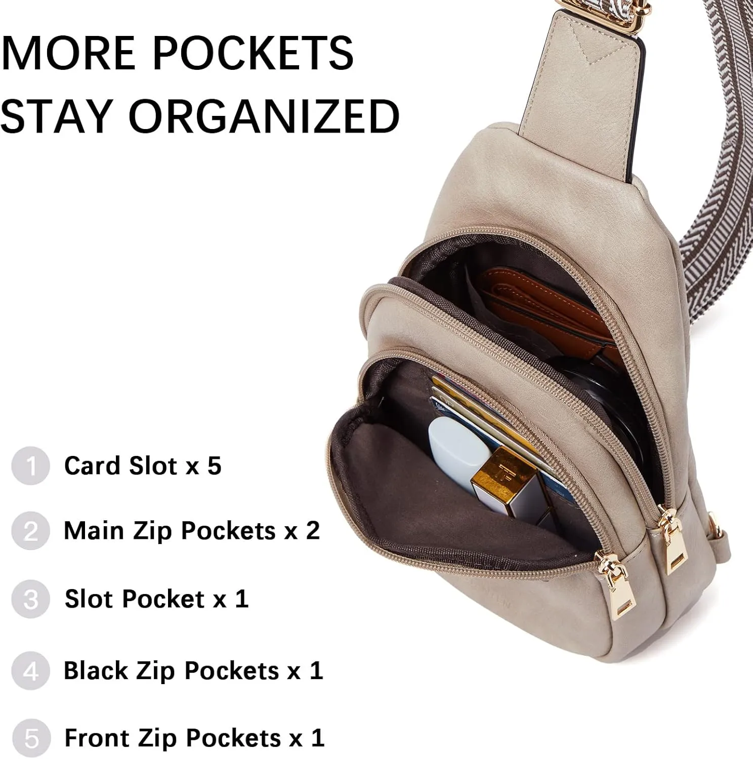 BOSTANTEN Small Sling Bag for Women Leather Crossbody Bags Fanny Pack Chest Bag for Travel
